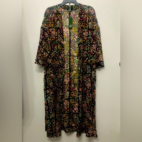 Wild Fable Floral Short Sleeve Duster Kimono - Picture 1 of 15